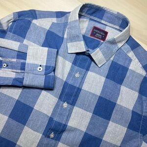 Untuckit Flannel Shirt Men's Medium Blue Plaid 100% Cotton Lumberjack Blue